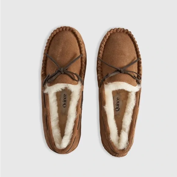 Quince Australian Shearling Moccasin Slippers in Pecan - Picture 1 of 9